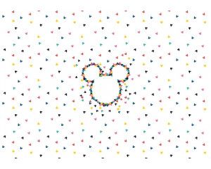 Mickey Mouse fotobehang met kleurrijke scènes, ideaal voor een vrolijke kamer.