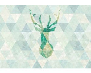 Fotobehang van een abstract hert, dieren in geometrisch ontwerp.