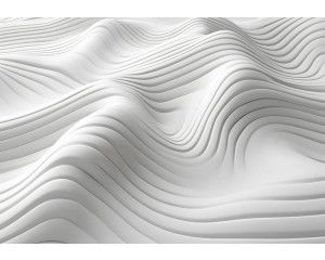 Fotobehang van abstracte witte golven in een kunstzinnige lijnenspel.