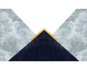 Abstract fotobehang met driehoeken en wolken voor een moderne look.