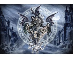 Alchemy Lilithia hex, horror fotobehang met donkere kunst en fantasy-elementen.