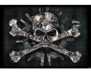 Filozofische alchemie, schedels en doodshoofden op een mysterieus fotobehang voor liefhebbers van fantasy.