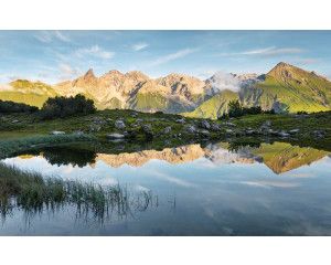 Alpen weerspiegeling landschap fotobehang, met een prachtig natuurbeeld.
