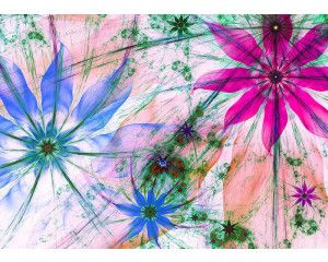 Fotobehang van een artistiek bloemenschilderij.