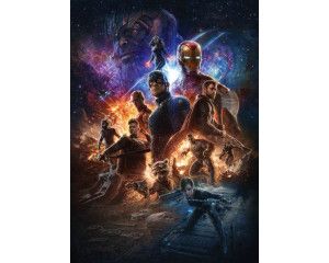 Fotobehang Avengers Battle of Worlds, episch gevecht tussen Marvel-helden.