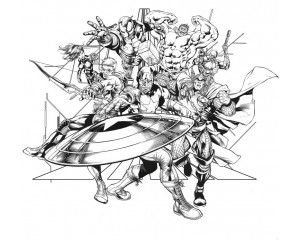 Zwart-wit fotobehang van Avengers, met een stoere monochrome Marvel-stijl.