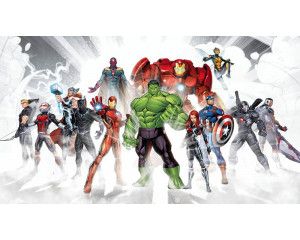 Fotobehang Avengers unite, iconische Marvel-helden samen in actie.
