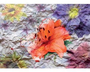 Fotobehang Bloem in Abstracte Papierkunst