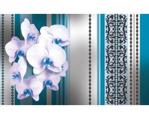 Blauw patroon bloemen, abstract fotobehang met een speelse en levendige uitstraling.