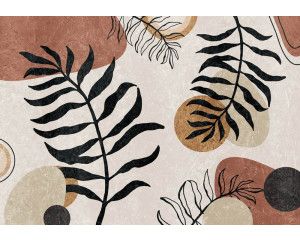 Bohemian bladeren in een dromerige, natuurlijke stijl op dit fotobehang, met een unieke en artistieke uitstraling.