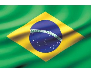 Braziliaanse vlag op fotobehang, perfect voor sportieve ruimtes.