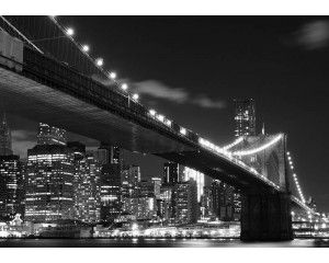 Fotobehang Brooklyn Bridge bij Nacht