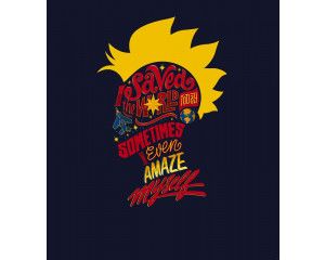 Fotobehang Captain Marvel saves the world, krachtige heldenscène.