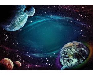 Fotobehang van de kosmos met de planeet aarde, ruimte thema.