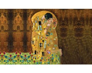 De Kus van Gustav Klimt, een wereldberoemd schilderij, perfect weergegeven op een kunstzinnig fotobehang.