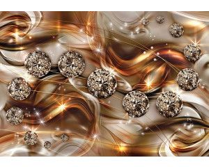 Fotobehang met luxe glinsterende goudkleurige diamanten in abstracte kunst.