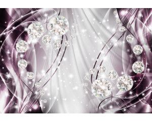 Fotobehang met paarse en violette diamanten, abstracte juwelen in een juwelierstijl.