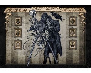 Fotobehang van Doctor Obsidius met soul obscura skulls en een skeletfotograaf.