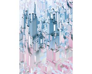 Downtown Duplex fotobehang met een abstracte en moderne kijk op stadslandschappen, ideaal voor een stedelijke ruimte.