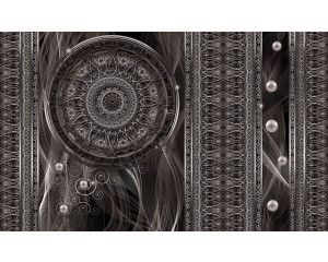 Fotobehang van een dromenvanger in abstracte mandala kunststijl, met een mystieke uitstraling.