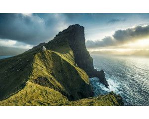 Eclipse eiland fotobehang, met een adembenemend uitzicht over het eiland en de horizon.