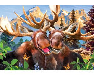 Elanden in een dolle beestenboel, fotobehang met vrolijke dieren voor kinderen en speelkamers.