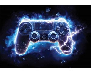 Fotobehang safari dieren avontuur met giraffe, zebra’s en savannelandschap in getekende stijl.