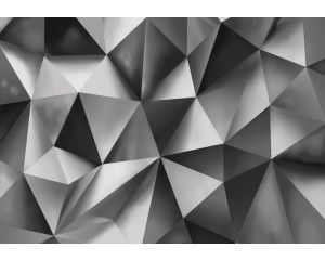 Geometrische vormen, abstract weergegeven op een 3D-fotobehang voor een moderne ruimte.