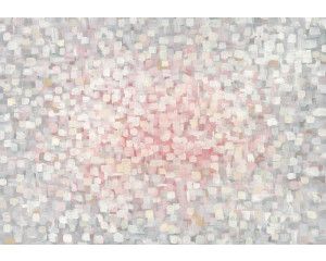 Fotobehang met een abstract geschilderde kunstcompositie met dikke verfstreken en felle kleuren.