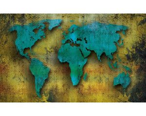 Fotobehang van een geschilderde wereldkaart, abstracte kunst van de aarde.