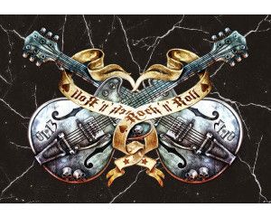 Zwart heavy metal rock en roll gitaren, perfect fotobehang voor muziekliefhebbers en stoere interieurs.