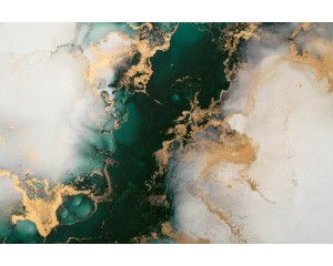 Fotobehang van een combinatie van goud en turquoise marmer, wat een unieke en rijke uitstraling geeft aan elk interieur.