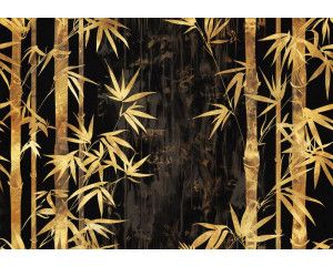 Fotobehang van gouden bamboe, met een luxueuze en serene uitstraling.