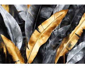 Fotobehang Gouden Botanische Jungle Bladeren