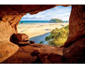 Grot met uitzicht op duinen, 3D-fotobehang voor een avontuurlijke en rustgevende sfeer.