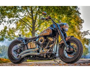 Fotobehang van een Harley Davidson motor, krachtig en stijlvol.