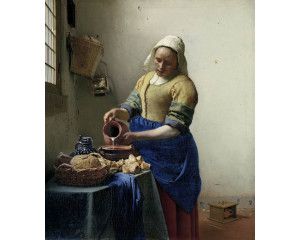 Fotobehang van het iconische schilderij Het Melkmeisje van Vermeer.
