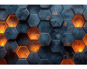 Fotobehang van een hexagon lava patroon, speciaal voor gamers.