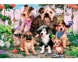 Honden in carnaval, dolle beestenboel fotobehang met een vrolijke en feestelijke uitstraling.