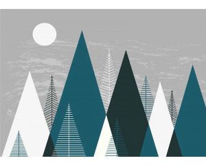 Fotobehang Illustratie van Bergen