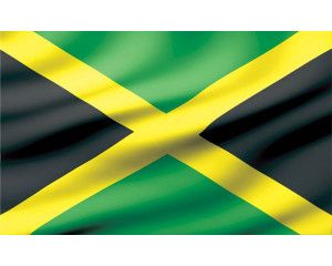 Fotobehang met de Jamaicaanse vlag, helder en krachtig.
