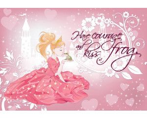 Fotobehang van de kikkerkoningin, sprookjesachtig ontwerp voor kinderen.