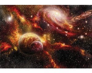 Kleurrijk universum met sterren en planeten, vastgelegd op dit fotobehang met een levendige weergave van het kosmos.
