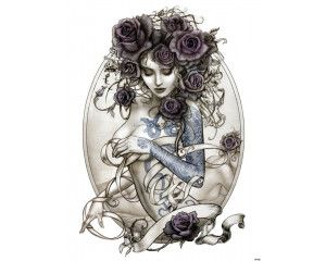 Fotobehang van les belles dames de la rose, klassieke rozenprint.