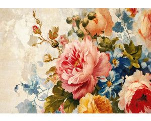 Fotobehang van een luxe bloemencompositie met pioenrozen, in een elegante stijl.