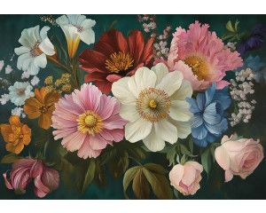 Fotobehang met artistieke palmbomen in zwart-witte illustratiestijl.