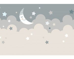 Fotobehang van de maan en sterren, met een magische betovering voor baby- en kinderkamers.