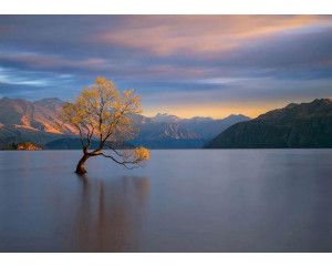 Fotobehang Magische Zonsondergang bij het Bergmeer