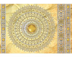 Gouden mandala patroon in Indiase stijl, perfect weergegeven in een elegant fotobehang.