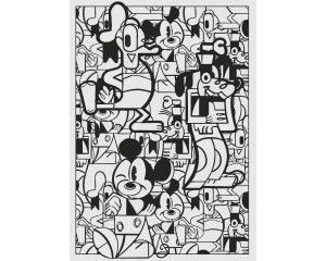 Mickey Constructive Mouse fotobehang met Mickey Mouse in een bouwsetting, waarbij hij bouwblokken stapelt in vrolijke kleuren.